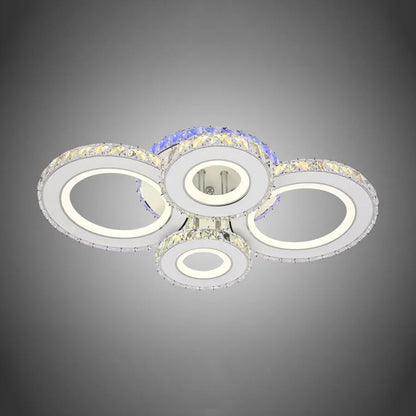 LED lustr s dálkovým ovládáním a krystalem MEILI ZAFINA RGB 136W, 4 kruhy, studené/teplé/neutrální světlo, stmívatelné, bílé krystalové LED lustry Výchozí název Alessandro Design