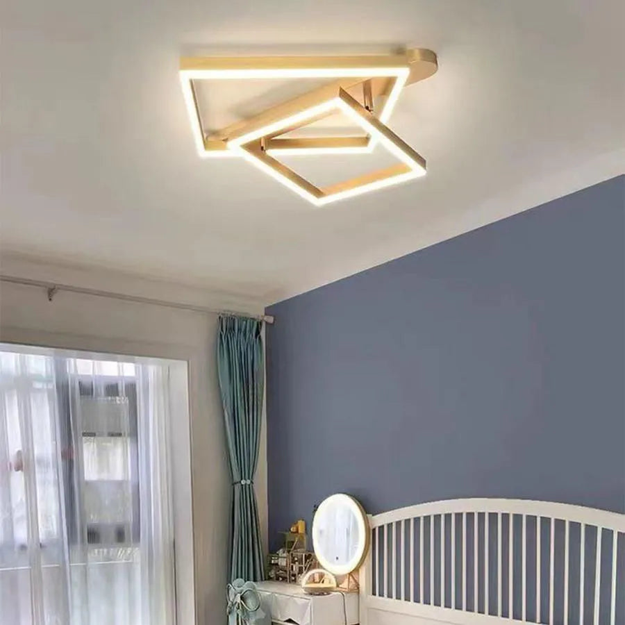 LED lustr s dálkovým ovládáním PAPINI 112W, 2 čtvercové, studené/teplé/neutrální světlo, stmívatelné, lesklé zlaté LED lustry s dálkovým ovládáním Výchozí název Alessandro Design