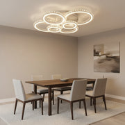 LED lustr s dálkovým ovládáním a krystalem NOVA ROTONDA RGB 145W, 6 kruhů, studené/teplé/neutrální světlo, stmívatelné, bílé křišťálové LED lustry Výchozí název Alessandro Design