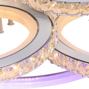 LED lustr s dálkovým ovládáním a krystalem NOVA ROTONDA RGB 145W, 6 kruhů, studené/teplé/neutrální světlo, stmívatelné, bílé křišťálové LED lustry Výchozí název Alessandro Design