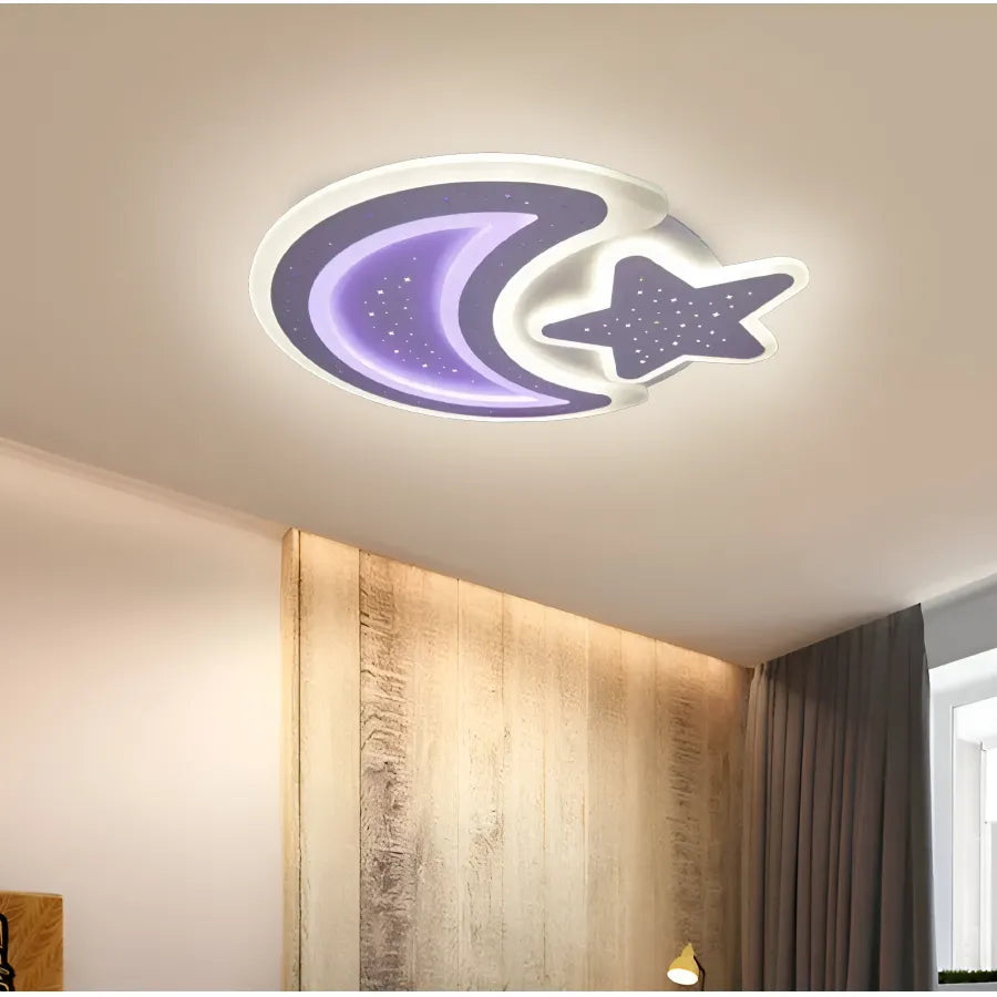 LED lustr s dálkovým ovládáním CORALIA 90W, Měsíc a hvězda, Studené/Teplé/Neutrální světlo Stmívatelné Bílé LED lustry s dálkovým ovládáním Výchozí název Alessandro Design
