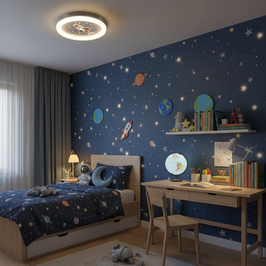 LED lustr ROCKET 49W, Průměr 49cm, Studené/Teplé/Neutrální světlo, Bílá Modrá