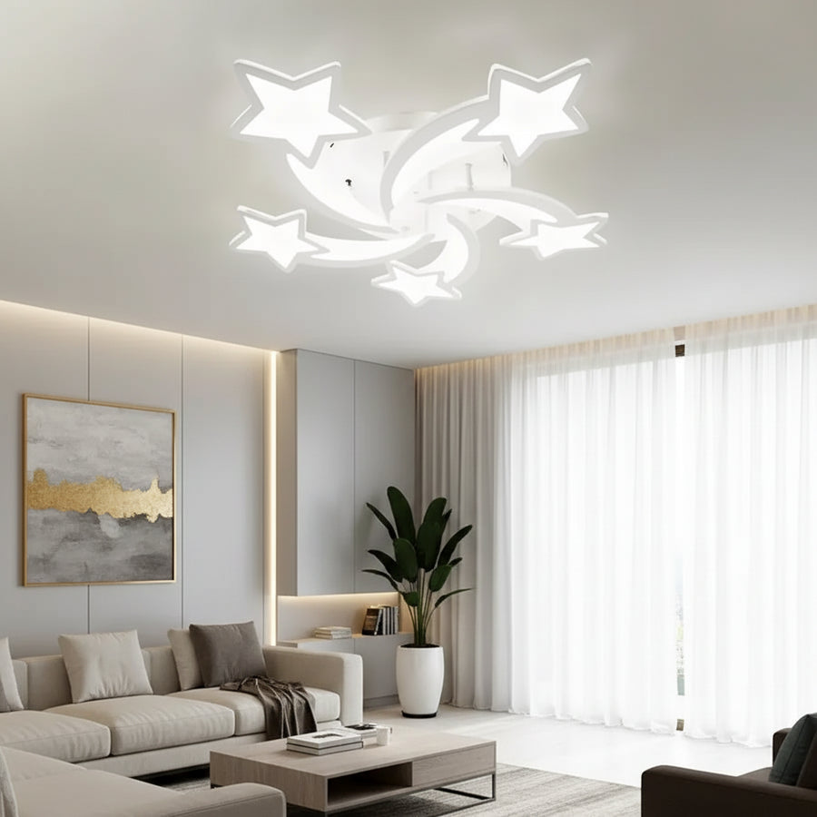 LED lustr s dálkovým ovládáním IPOMOEA 85W, 5 hvězdiček, Studené/Teplé/Neutrální světlo, Stmívatelné, Bílý LED lustr s dálkovým ovládáním Výchozí název Alessandro Design