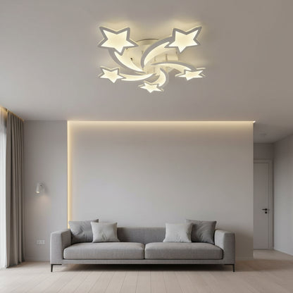 LED lustr s dálkovým ovládáním IPOMOEA 85W, 5 hvězdiček, Studené/Teplé/Neutrální světlo, Stmívatelné, Bílý LED lustr s dálkovým ovládáním Výchozí název Alessandro Design