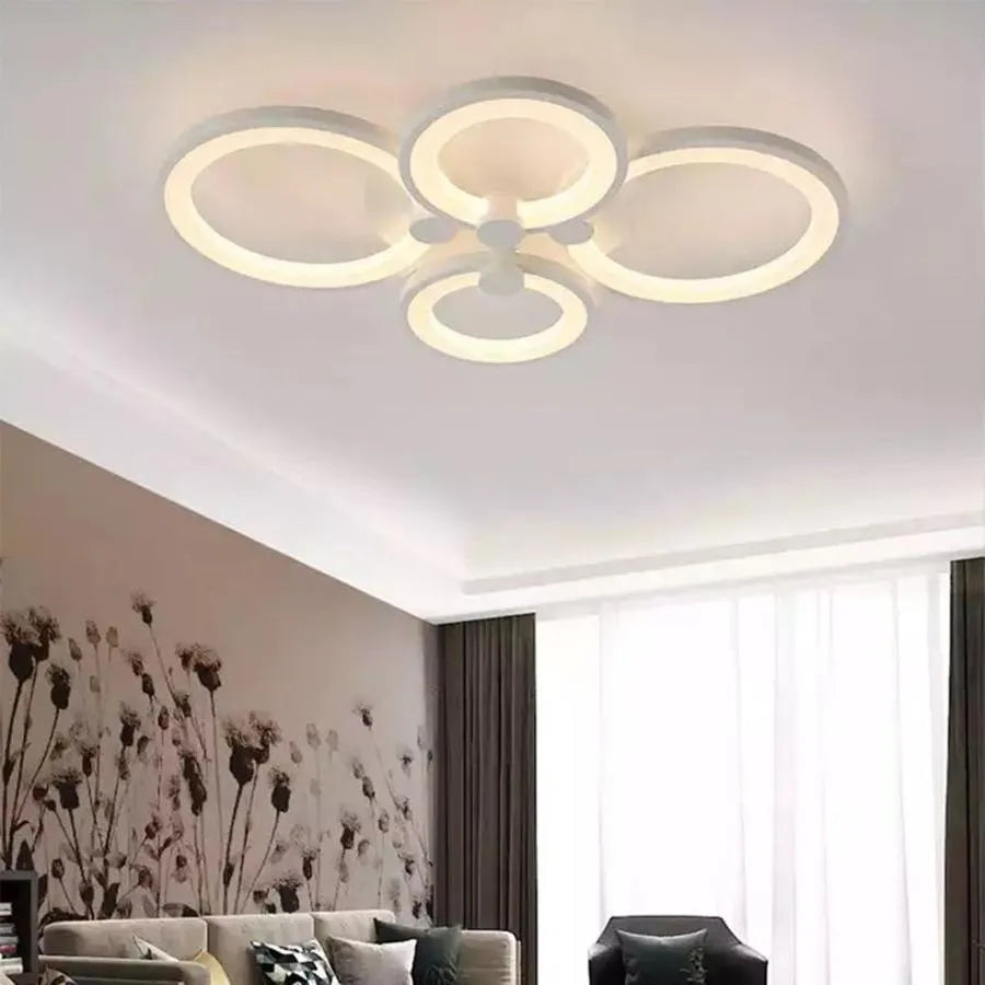 LED lustr s dálkovým ovládáním ALANI 52W, 4 kruhy, Studené/Teplé/Neutrální světlo, Stmívatelné, Bílý LED lustr s dálkovým ovládáním Výchozí název Alessandro Design