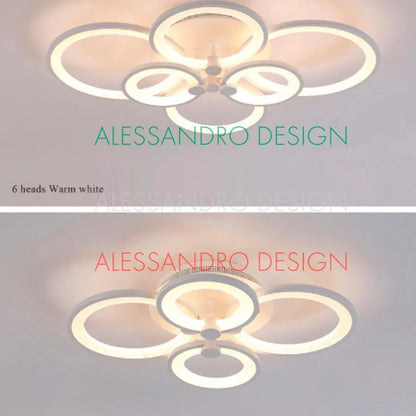 LED lustr s dálkovým ovládáním ALANI 52W, 4 kruhy, Studené/Teplé/Neutrální světlo, Stmívatelné, Bílý LED lustr s dálkovým ovládáním Výchozí název Alessandro Design