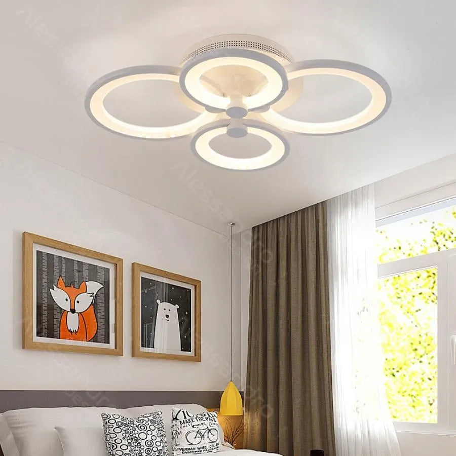 LED lustr s dálkovým ovládáním ALANI 52W, 4 kruhy, Studené/Teplé/Neutrální světlo, Stmívatelné, Bílý LED lustr s dálkovým ovládáním Výchozí název Alessandro Design