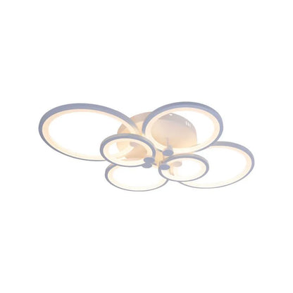 LED lustr s dálkovým ovládáním ALANI 168W, 6 kruhů, studené/teplé/neutrální světlo, stmívatelné, bílý LED lustr s dálkovým ovládáním Výchozí název Alessandro Design