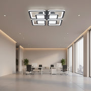 LED lustr s dálkovým ovládáním SUSAN 96W, 4 čtverce, studené/teplé/neutrální světlo, stmívatelné, černé LED lustry s dálkovým ovládáním Výchozí název Alessandro Design