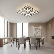 LED lustr s dálkovým ovládáním SUSAN 96W, 4 čtverce, studené/teplé/neutrální světlo, stmívatelné, černé LED lustry s dálkovým ovládáním Výchozí název Alessandro Design
