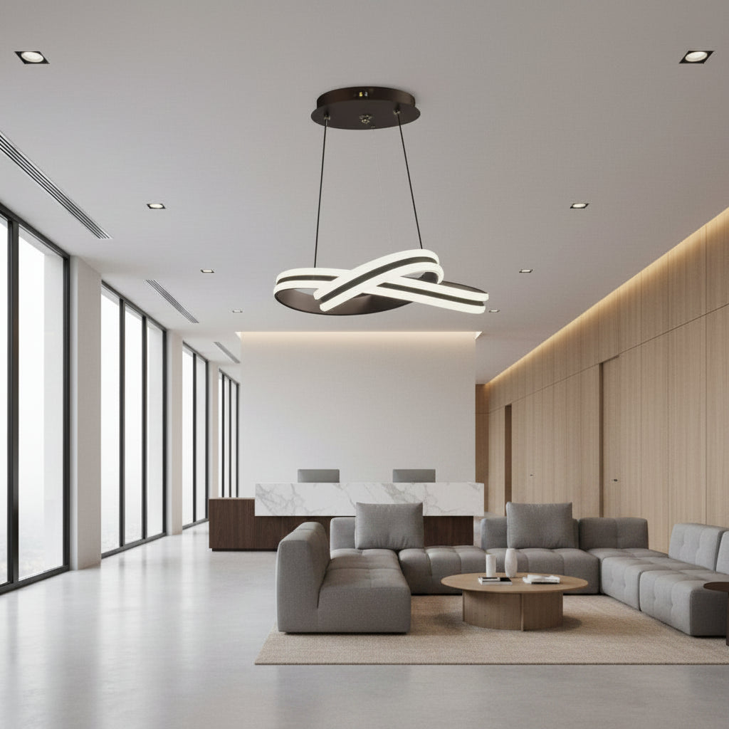 Závěsný LED lustr s dálkovým ovládáním INFINITY LOOP 61W, studené/teplé/neutrální světlo, stmívatelné, černé, výškově nastavitelné LED lustry s dálkovým ovládáním Výchozí název Alessandro Design