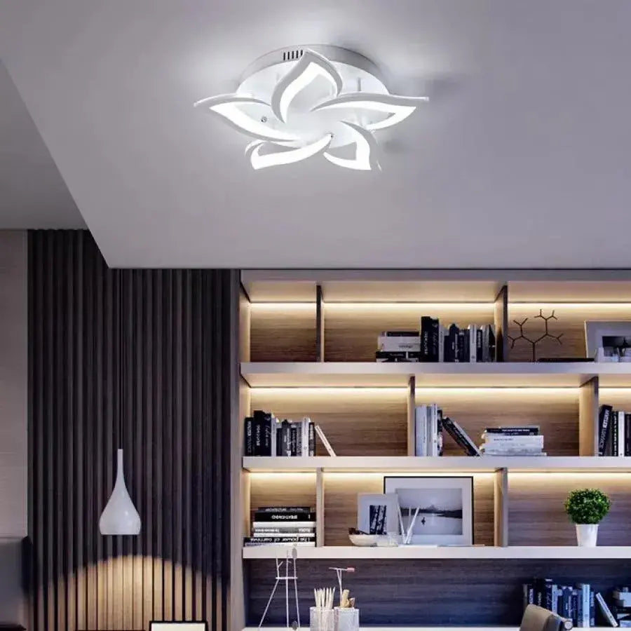LED lustr s dálkovým ovládáním LOTUS 54W, 5 okvětních lístků, studené/teplé/neutrální světlo, stmívatelné, bílý LED lustr s dálkovým ovládáním Výchozí název Alessandro Design