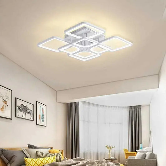 LED lustr s dálkovým ovládáním ZOE 138W, 8 čtverců, studené/teplé/neutrální světlo, stmívatelné, bílý LED lustr s dálkovým ovládáním Výchozí název Alessandro Design