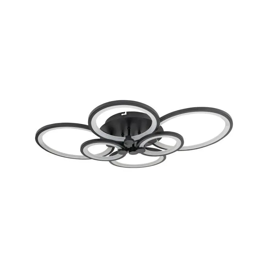 LED lustr s dálkovým ovládáním ALANI 152W, 6 kruhů, studené/teplé/neutrální světlo, stmívatelné, černé LED lustry s dálkovým ovládáním Výchozí název Alessandro Design