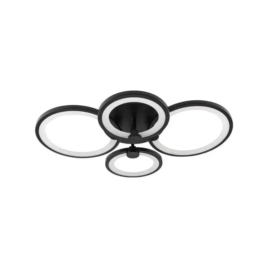 LED lustr s dálkovým ovládáním ALANI 88W, 4 kruhy, studené/teplé/neutrální světlo, stmívatelné, černé LED lustry s dálkovým ovládáním Výchozí název Alessandro Design