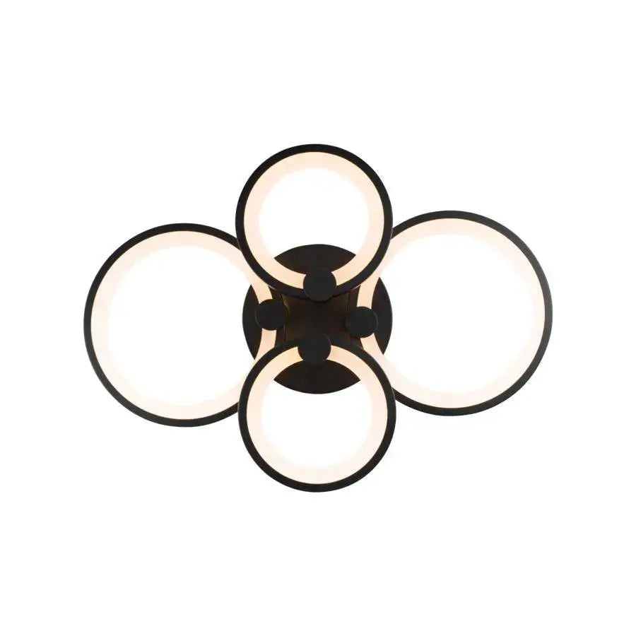 LED lustr s dálkovým ovládáním ALANI 88W, 4 kruhy, studené/teplé/neutrální světlo, stmívatelné, černé LED lustry s dálkovým ovládáním Výchozí název Alessandro Design
