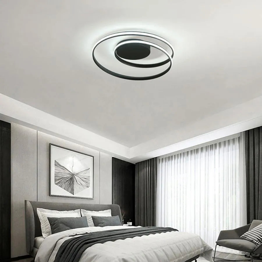 LED lustr s dálkovým ovládáním VECTOR ARCADIA 56W, studené/teplé/neutrální světlo, stmívatelné, černé LED lustry s dálkovým ovládáním Výchozí název Alessandro Design