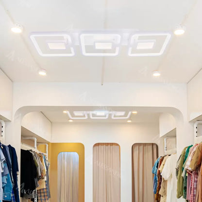 LED lustr s dálkovým ovládáním FELIX 87W, 3 čtverce, studené/teplé/neutrální světlo, stmívatelné, bílé LED lustry s dálkovým ovládáním Výchozí název Alessandro Design