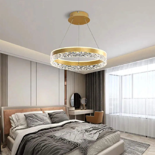 Závěsný LED lustr s dálkovým ovládáním BRINDA 124W, studené/teplé/neutrální světlo, stmívatelné, zlaté, výškově nastavitelné Moderní lustry Výchozí název Alessandro Design