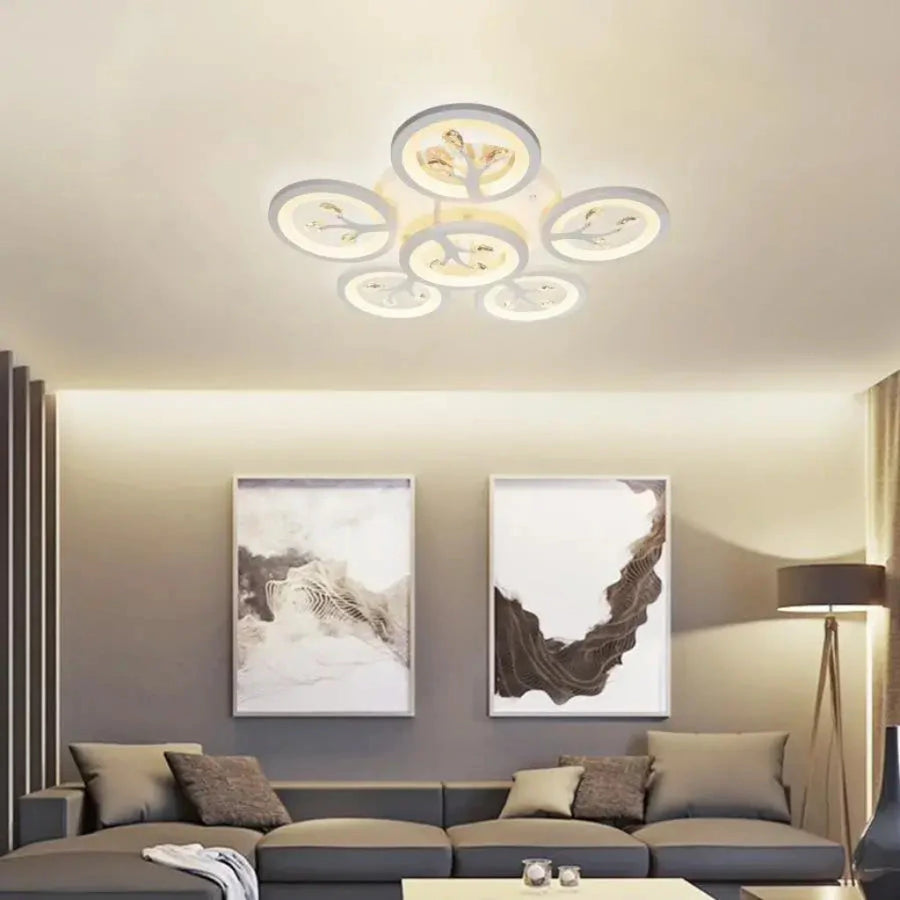 LED lustr s dálkovým ovládáním a krystalem DAISY 78W, 6 prvků, studené/teplé/neutrální světlo, stmívatelné, bílý LED lustr s dálkovým ovládáním Výchozí název Alessandro Design