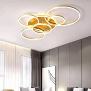 LED lustr s dálkovým ovládáním LYRA 248W, 5 kruhů, studené/teplé/neutrální světlo, stmívatelné, kartáčované zlato LED lustry s dálkovým ovládáním Výchozí název Alessandro Design