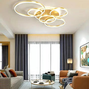 LED lustr s dálkovým ovládáním LYRA 248W, 5 kruhů, studené/teplé/neutrální světlo, stmívatelné, kartáčované zlato LED lustry s dálkovým ovládáním Výchozí název Alessandro Design