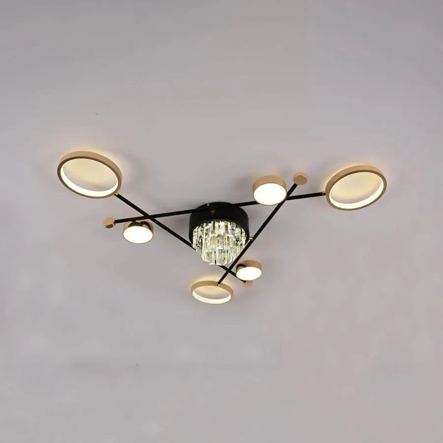 LED lustr s dálkovým ovládáním a krystalem MISEL 138W, 7 prvků, studené/teplé/neutrální světlo, stmívatelné, černé zlato LED lustry s dálkovým ovládáním Výchozí název Alessandro Design