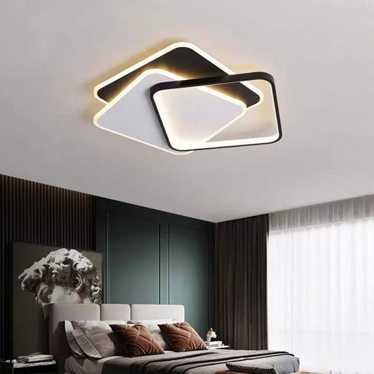 LED lustr s dálkovým ovládáním OSANNA 128W, 3 čtverce, studené/teplé/neutrální světlo, stmívatelné, černé LED lustry s dálkovým ovládáním Výchozí název Alessandro Design