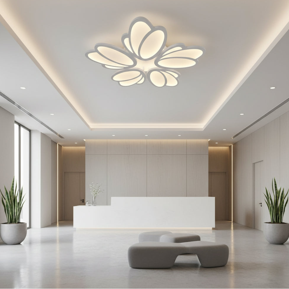 LED lustr s dálkovým ovládáním TULIP 81W, 5 okvětních lístků, studené/teplé/neutrální světlo, stmívatelné, bílý LED lustr s dálkovým ovládáním Výchozí název Alessandro Design