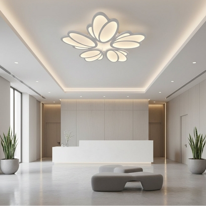 LED lustr s dálkovým ovládáním TULIP 81W, 5 okvětních lístků, studené/teplé/neutrální světlo, stmívatelné, bílý LED lustr s dálkovým ovládáním Výchozí název Alessandro Design