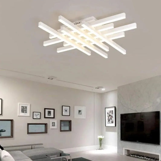 LED lustr s dálkovým ovládáním MORA 160W, 8 prvků, lineární, studené/teplé/neutrální světlo, stmívatelné, bílý LED lustr s dálkovým ovládáním Výchozí název Alessandro Design