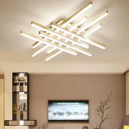 LED lustr s dálkovým ovládáním MORA 160W, 8 prvků, lineární, studené/teplé/neutrální světlo, stmívatelné, bílý LED lustr s dálkovým ovládáním Výchozí název Alessandro Design