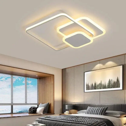 LED lustr s dálkovým ovládáním ANEMONA 75W, 3 čtverce, studené/teplé/neutrální světlo, stmívatelné, bílý LED lustr s dálkovým ovládáním Výchozí název Alessandro Design