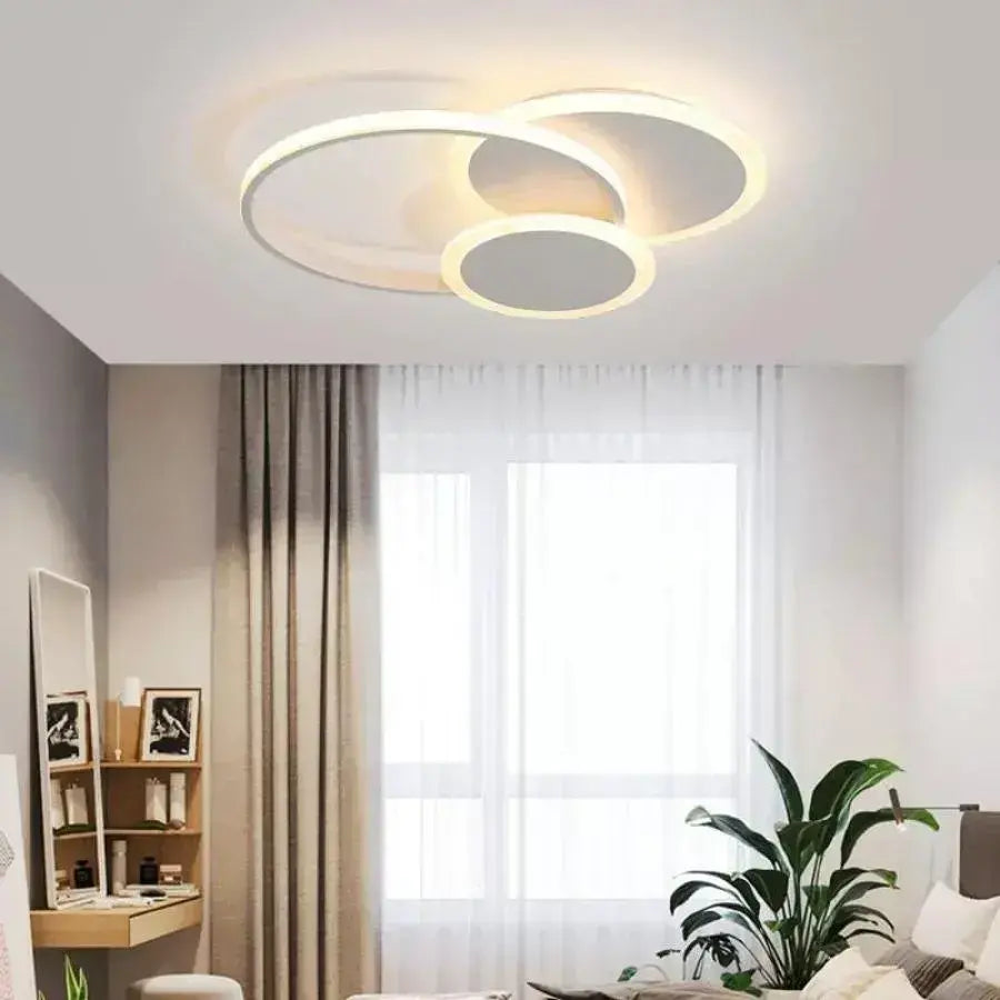 LED lustr s dálkovým ovládáním SILVIAN, 58W, 3 kruhy, studené/teplé/neutrální světlo, stmívatelné, bílý LED lustr s dálkovým ovládáním Výchozí název Alessandro Design
