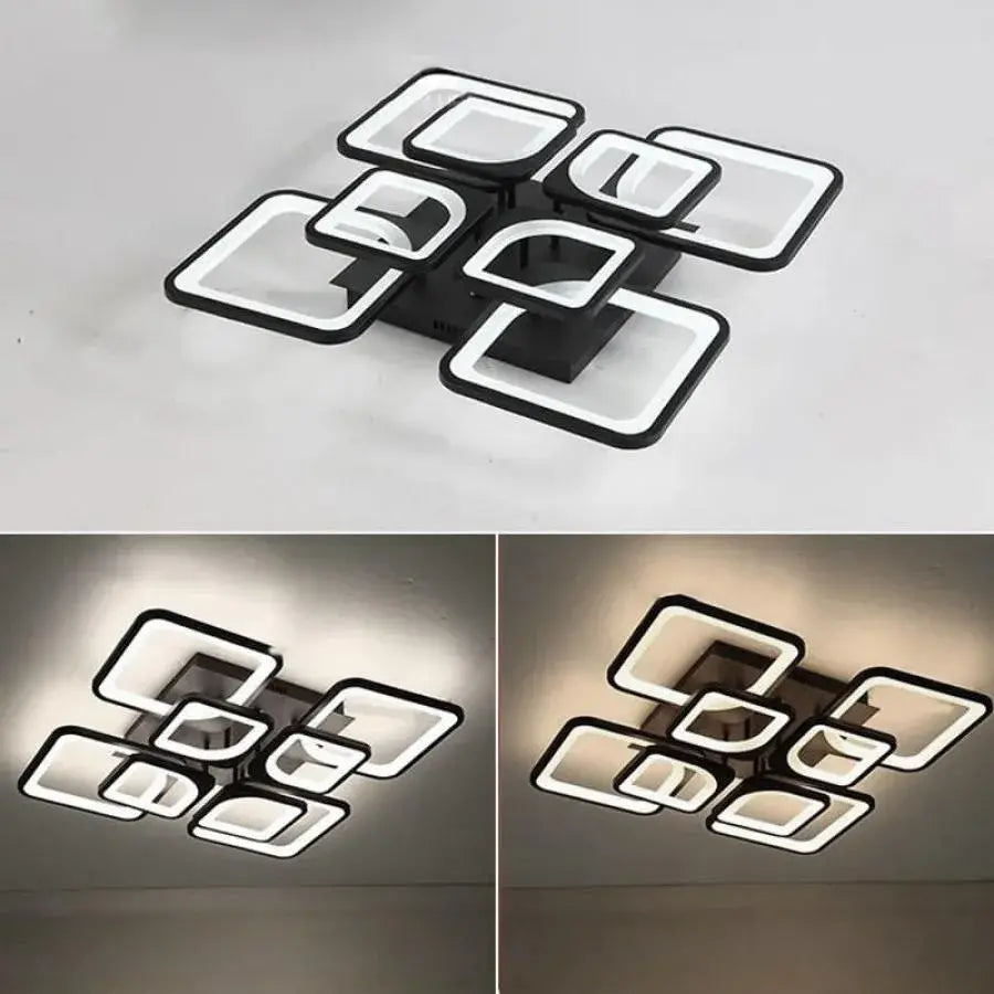 LED lustr s dálkovým ovládáním FELY 192W, 8 čtverců, studené/teplé/neutrální světlo, stmívatelné, bílý LED lustr s dálkovým ovládáním Výchozí název Alessandro Design