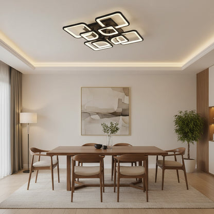 LED lustr s dálkovým ovládáním ZOE, 8 čtverců, 138W, studené/teplé/neutrální světlo, stmívatelný, černý