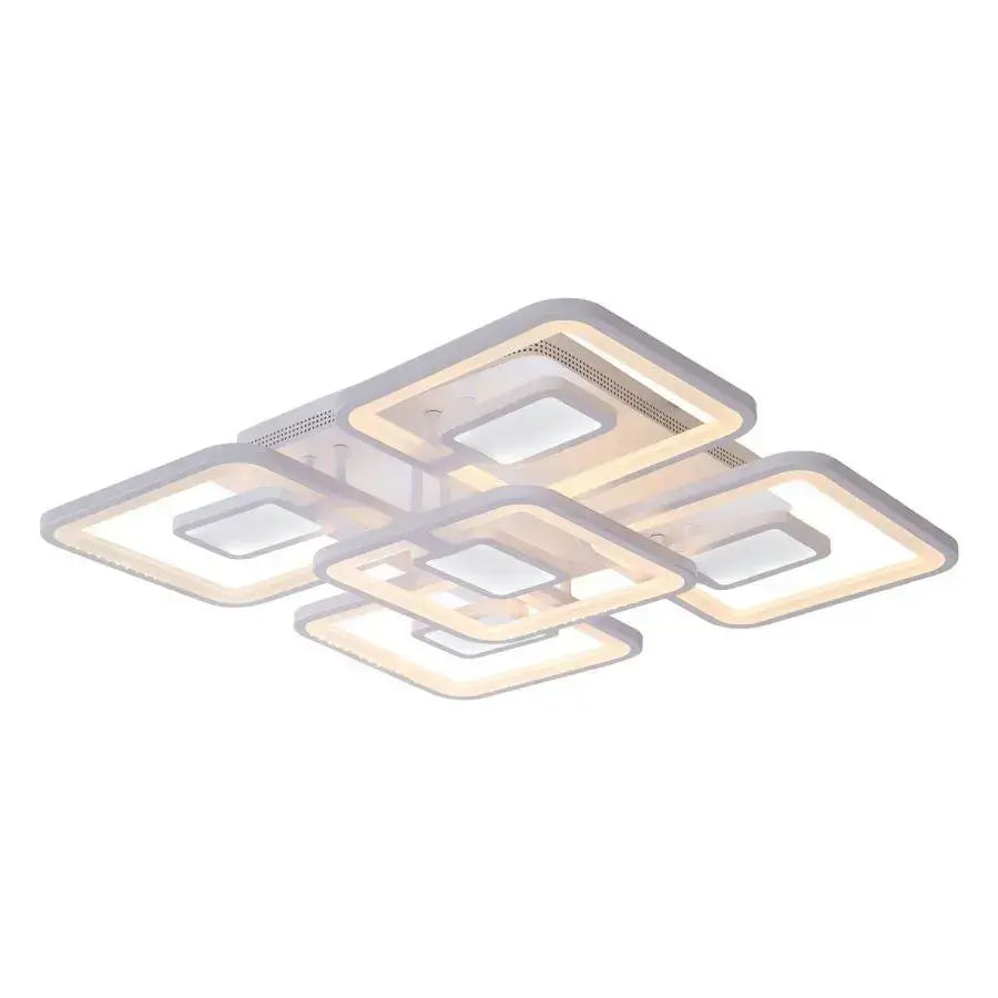LED lustr s dálkovým ovládáním FELIX 119W, 5 čtverců, studené/teplé/neutrální světlo, stmívatelné, bílý LED lustr s dálkovým ovládáním Výchozí název Alessandro Design