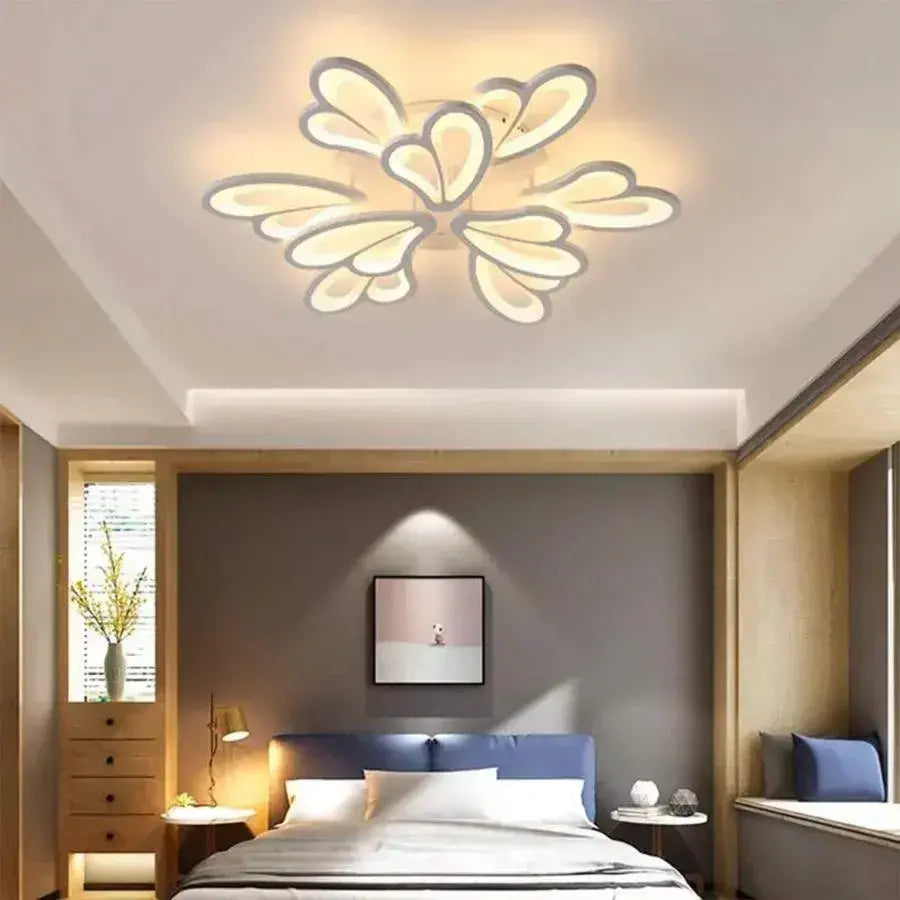 LED lustr s dálkovým ovládáním BLOSSOM 49W, 9 okvětních lístků, studené/teplé/neutrální světlo, stmívatelné, bílý LED lustr s dálkovým ovládáním Výchozí název Alessandro Design