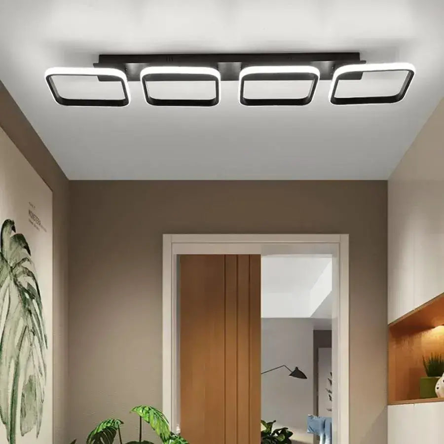 LED lustr VERTEX 45W, 4 čtverce, lineární, studené/teplé/neutrální světlo, černé LED lustry Výchozí název Alessandro Design
