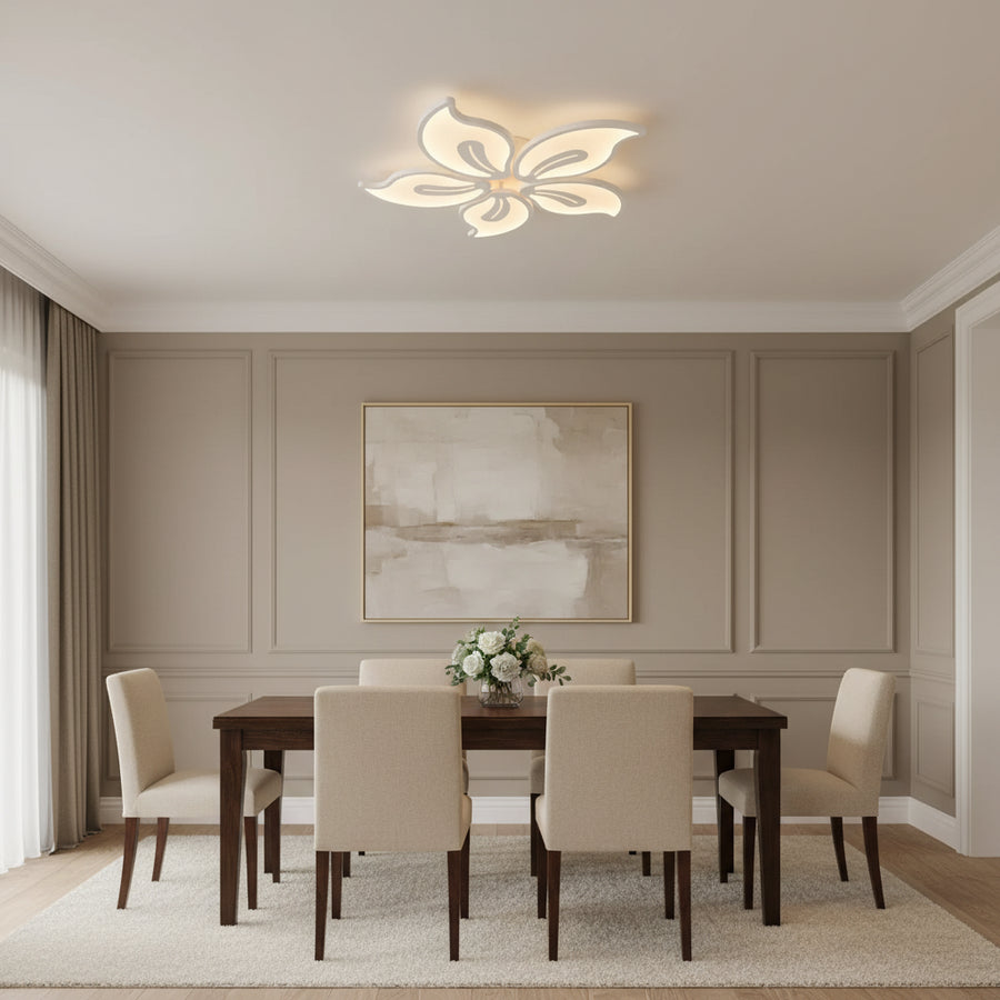 LED lustr s dálkovým ovládáním JASMINE 66W, 5 okvětních lístků, studené/teplé/neutrální světlo, stmívatelné, bílý LED lustr s dálkovým ovládáním Výchozí název Alessandro Design