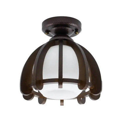 Lustr Mina, 1xE27, hnědý s bílou, dřevem a sklem Klasické lustry Výchozí název Alessandro Design