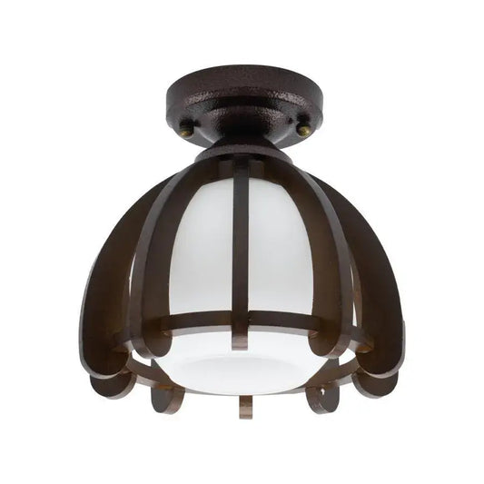 Lustr Mina, 1xE27, hnědý s bílou, dřevem a sklem Klasické lustry Výchozí název Alessandro Design