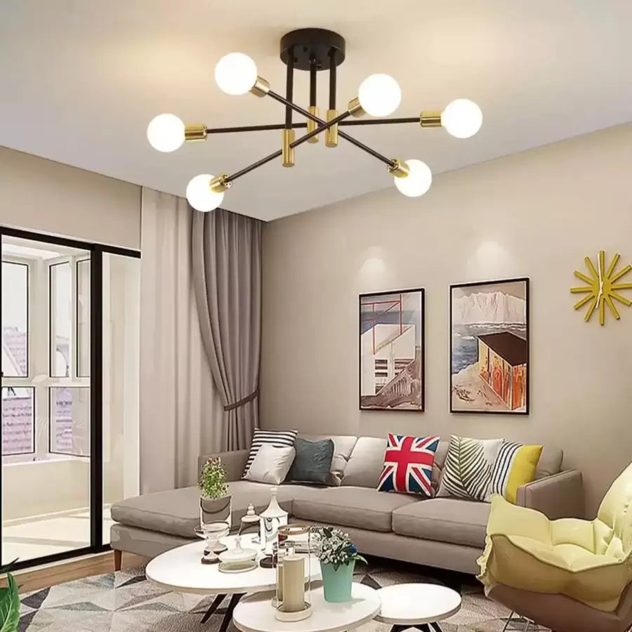 Modernistický lustr Hexa 6 Duo, 6x E27, černá a zlatá, moderní design Moderní lustry Výchozí název Alessandro Design