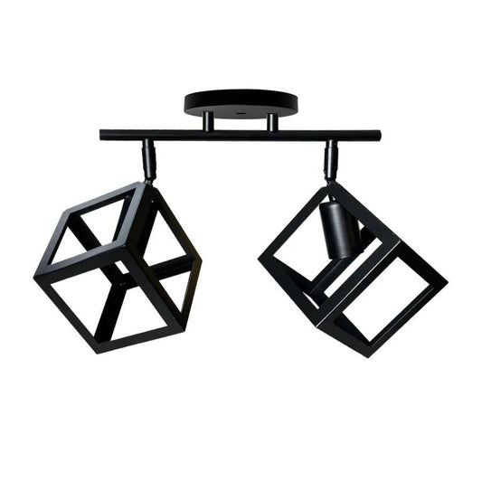 Lustr ve tvaru kostky, STRUKTUR Duo, 2xE27, černý, kovové Průmyslové lustry Výchozí název Alessandro Design