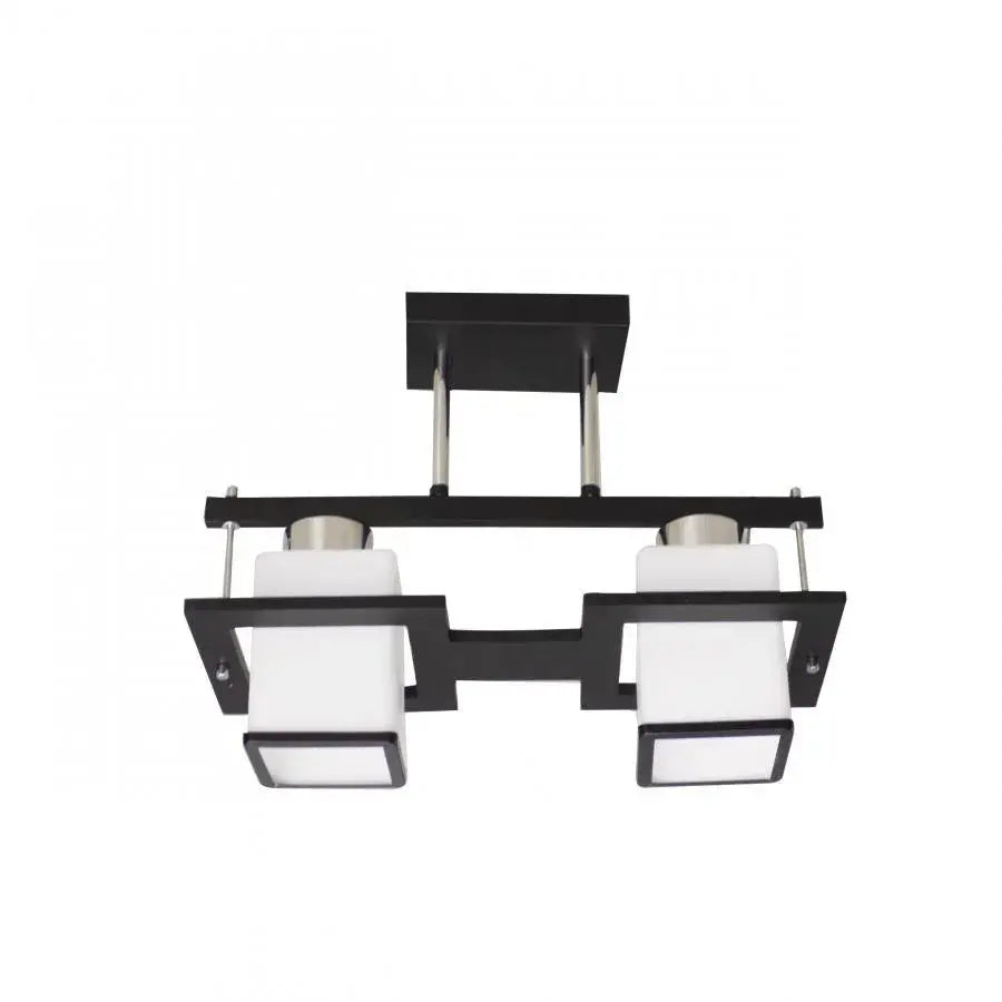 Klasický lustr Aramis s dřevěným čtvercovým stínidlem 2X E27 Šedočerný Klasické lustry Výchozí název Alessandro Design