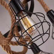 Andy Lustr 6x E27 Metal and Brown Rope Vintage Lustry Výchozí název Alessandro Design