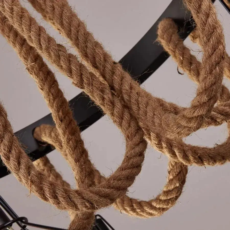 Andy Lustr 6x E27 Metal and Brown Rope Vintage Lustry Výchozí název Alessandro Design
