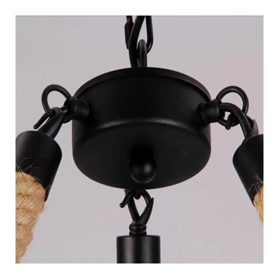 Rustikální strunový lustr 6x E27 kruhové lano zavěšené vintage lustry Výchozí název Alessandro Design