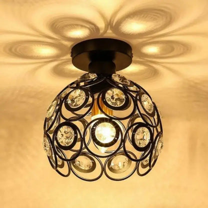 Lustr Vera, 1x E27, průměr 18 cm, černá, kov a křišťálové klasické lustry Výchozí název Alessandro Design