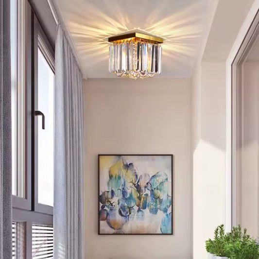 Křišťálový lustr MARTINEZ Linear Luxe, Průměr 35cm, 4x E14, Lesklý zlatý Moderní svícen Výchozí název Alessandro Design